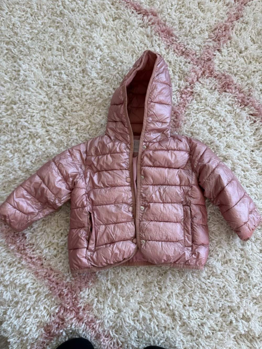 Zara Metallic Quilted Girls Tofdler Puffer Jacket 18-24Month - Metallic Pink